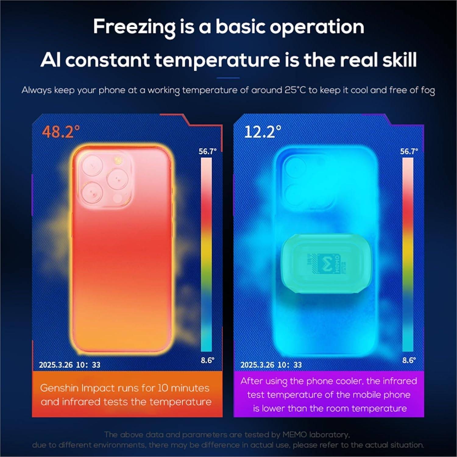 MEMO CX12 Rechargeable Mobile Phone Cooler with Digital Temperature Display