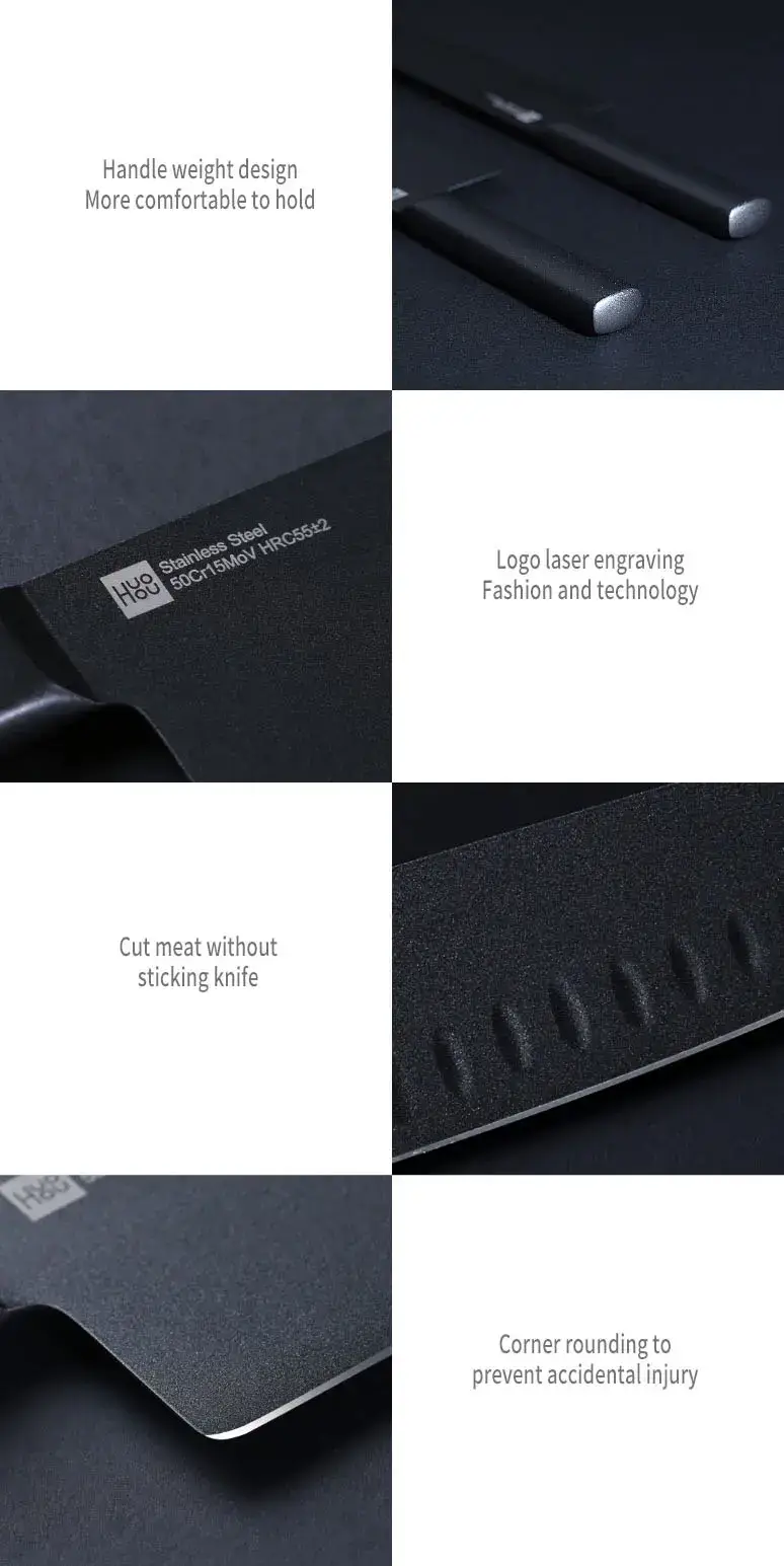 Xiaomi Huohou Cool Black 2-Piece Non-Stick Stainless Steel Knife Set