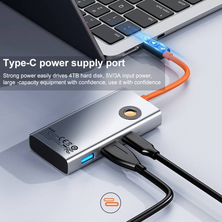 ROCK TR26 4-in-1 USB-C to USB 3.0 ×3 RJ45 Multifunctional Hub