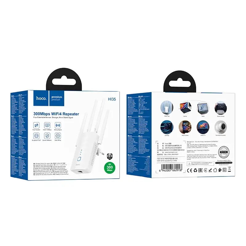Hoco HI35 WiFi Repeater with 10/100Mbps LAN/WLAN Port