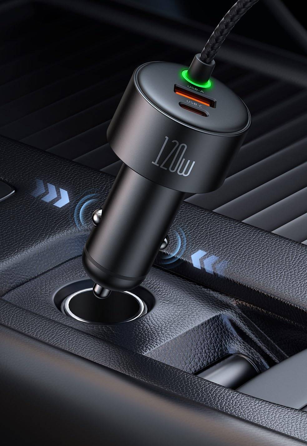 Mcdodo CC-0370 120W Retractable Car Charger with USB-C & Lightning Cables