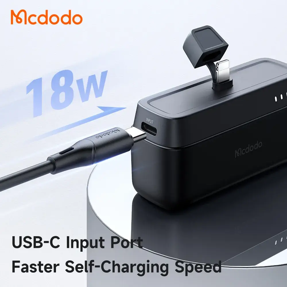 Mcdodo 628 Mini 5000mAh Power Bank with 20W PD Fast Charging & Foldable Stand for iPhone