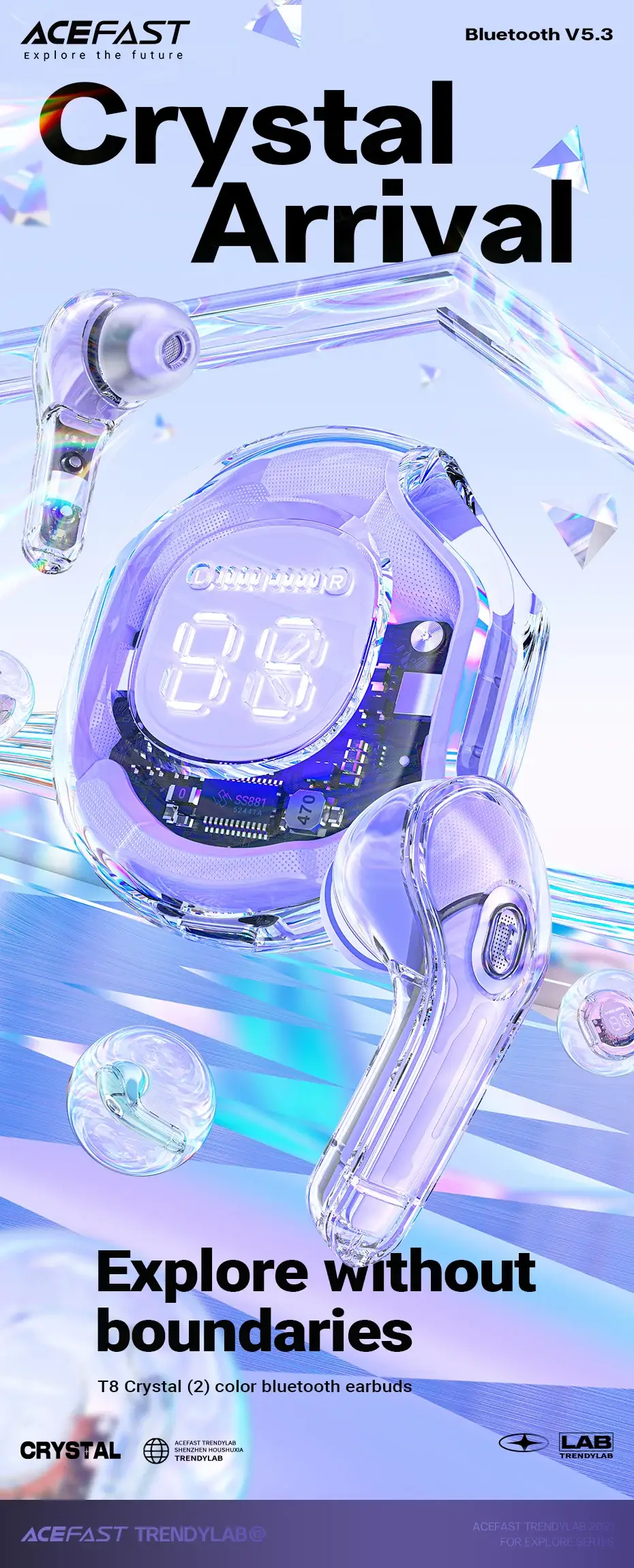 ACEFAST T8 True Wireless Bluetooth Earbuds with LED Digital Display