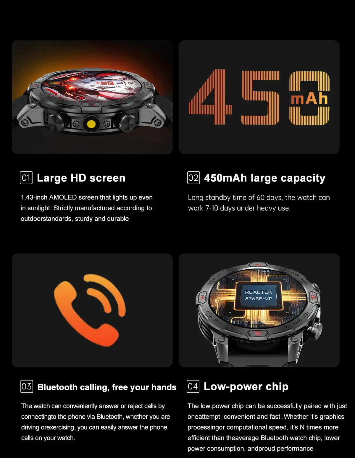 Valdus VD36 Pro Rugged Men Outdoor Smartwatch