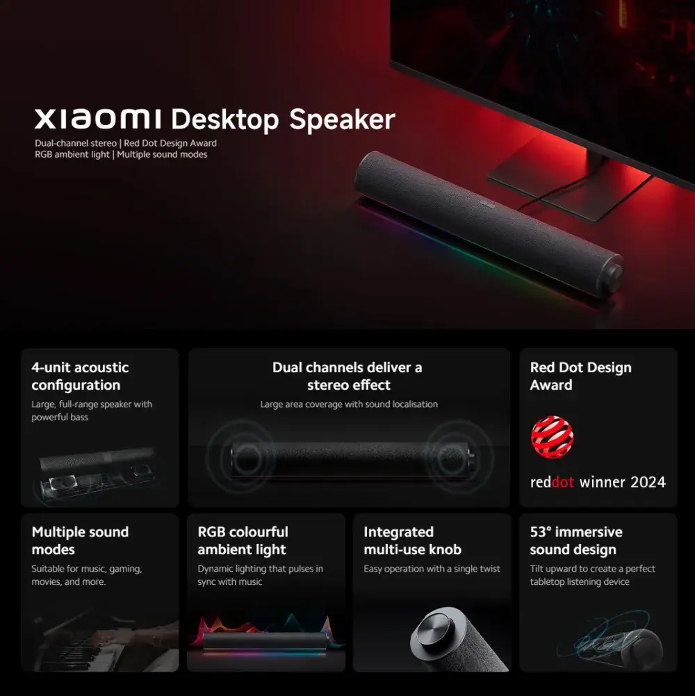 Xiaomi Redmi Desktop Speaker with Dual-Channel Stereo Sound