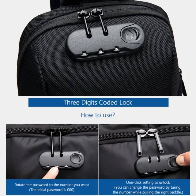 Ozuko 9223 Anti-Theft USB Crossbody Bag with External Charging Port