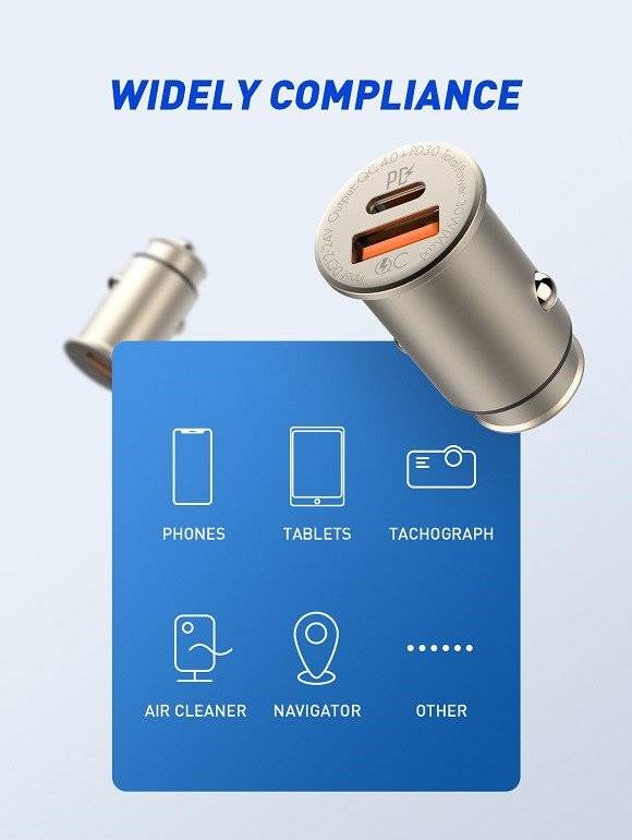 LDNIO C506Q 30W Ultra Mini Zinc Alloy Shell Car Charger
