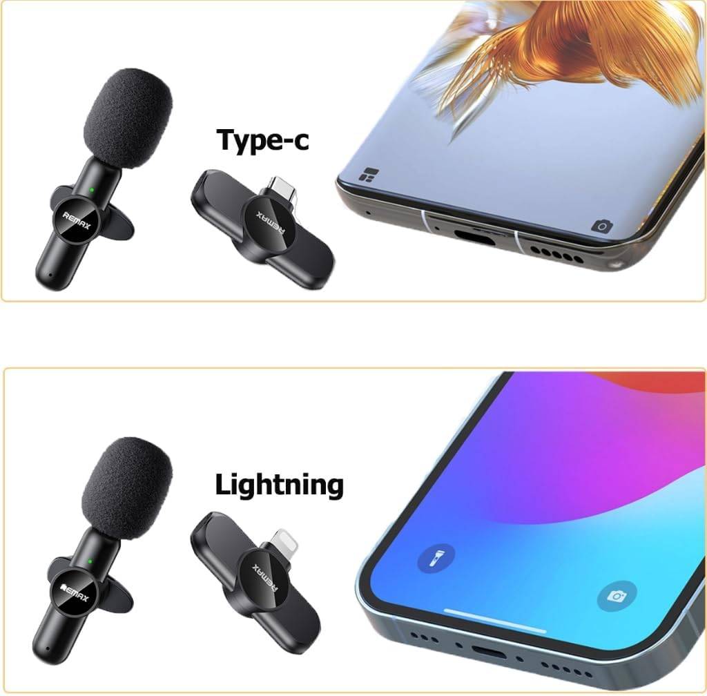 Remax K10 Wireless Lavalier Microphone with Noise Reduction and Portable Type-C Charging Case