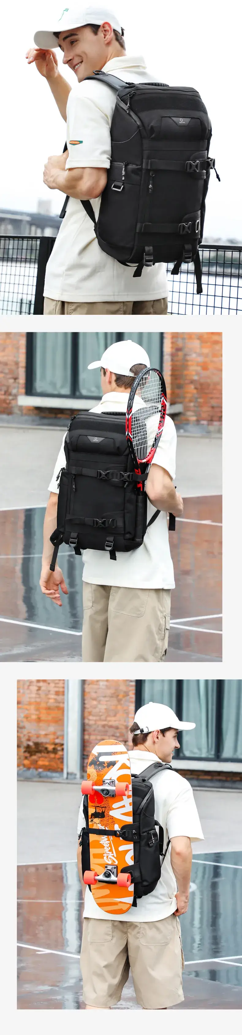 Ozuko 9617 Designer Anti-Theft Multifunction Travel Backpack Skateboard Storage & 15.6″ Laptop Bag
