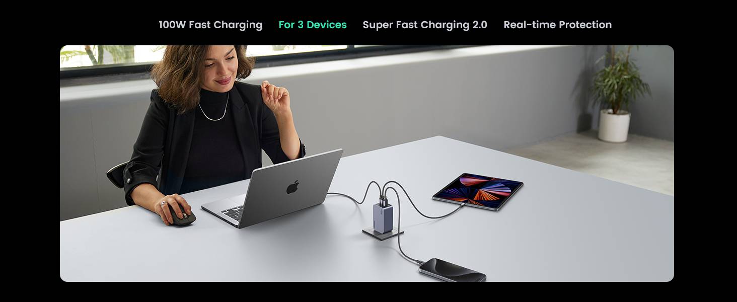 UGREEN Nexode Pro 100W GaN Charger with 3 Ports PPS & USB C Cable X757  Ultra Fast Charging