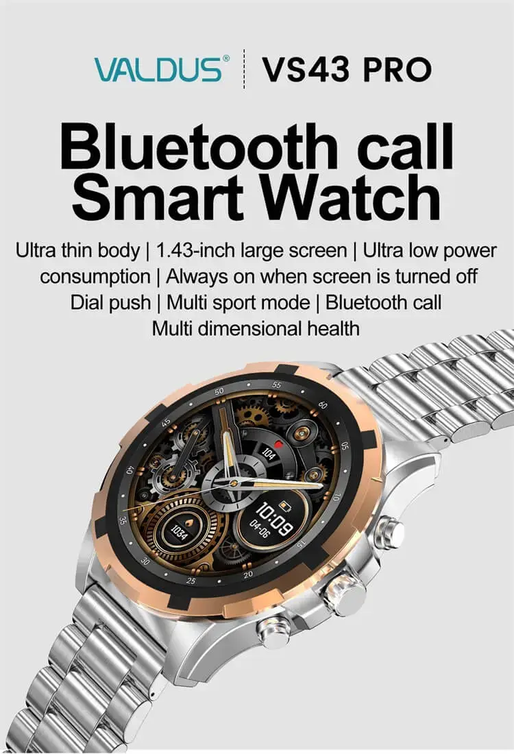 Valdus VS43 Pro AMOLED Bluetooth Calling Smartwatch