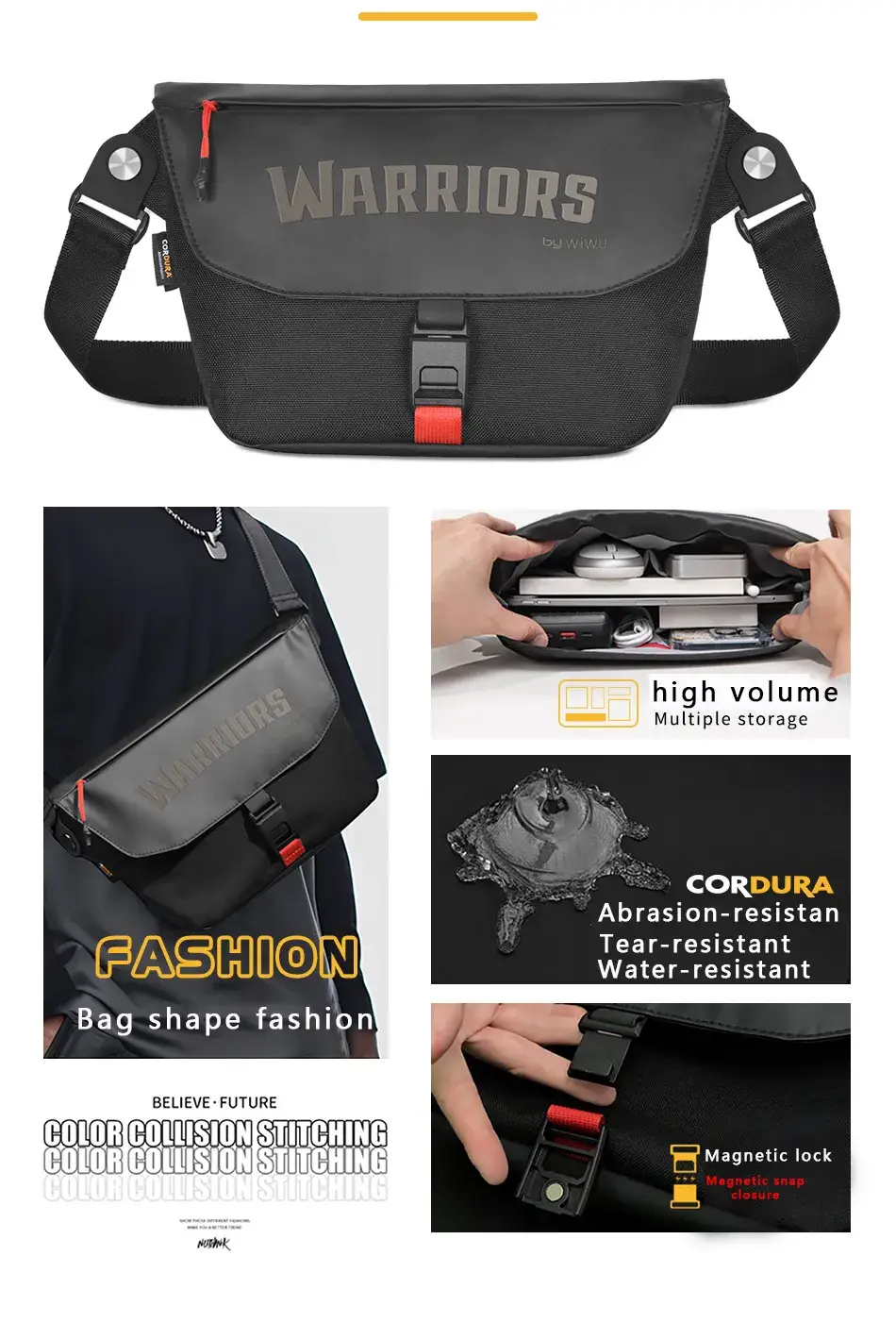 WiWU Space Exploration Series Message Bag Cordura 1000D Nylon Crossbody Bag with Magnetic Buckle