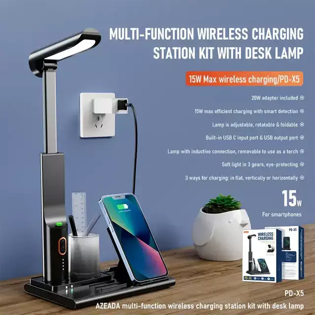 Remax PD-X5 Multifunctional 15W Wireless Charging LED Desk Lamp