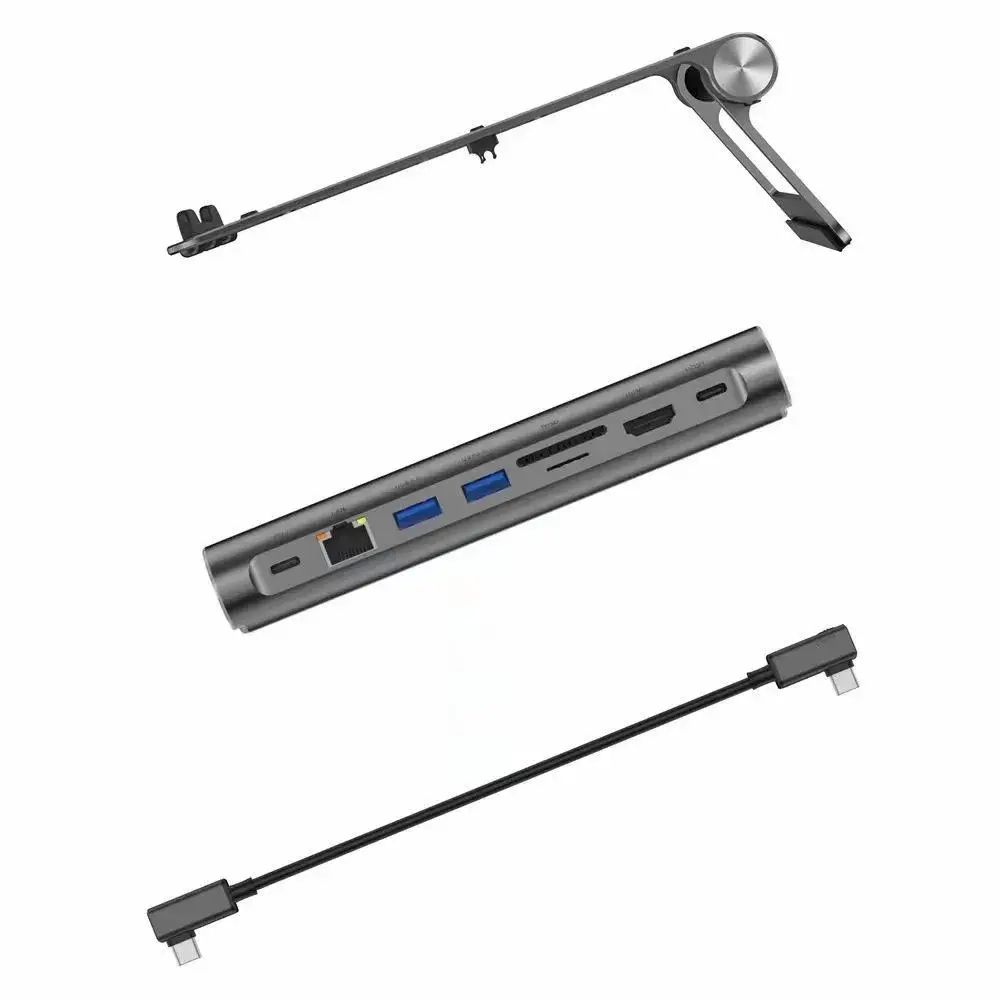 WiWU A821CH 8-in-1 USB-C Laptop Stand and Docking Station Hub - Black