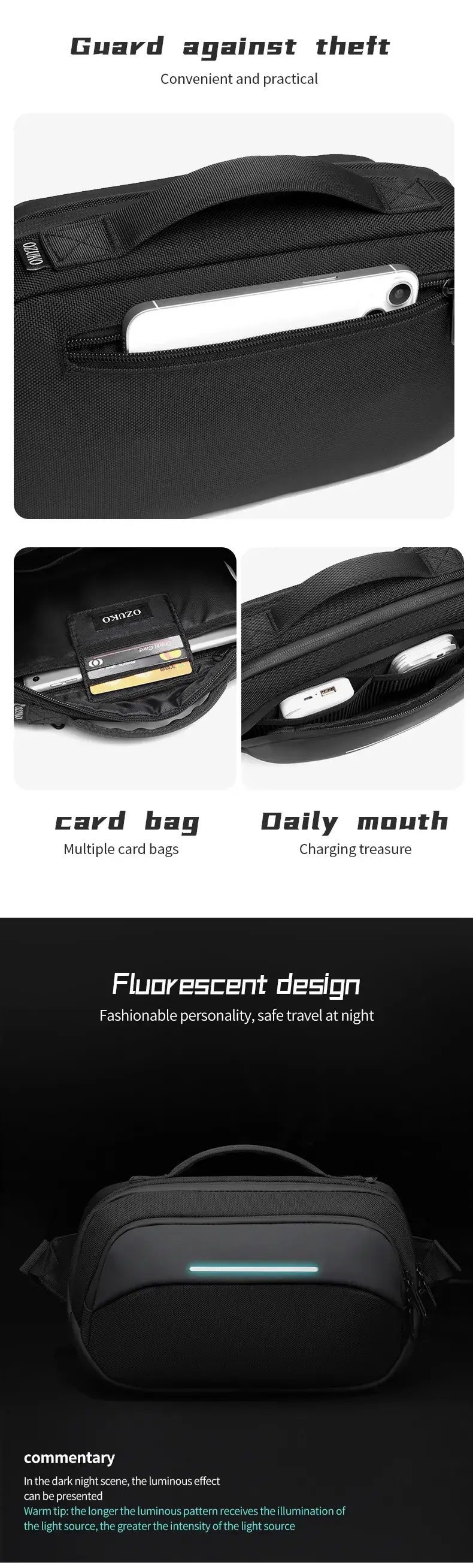 Ozuko 9551 Waterproof Anti-Theft Compact Crossbody Shoulder Bag