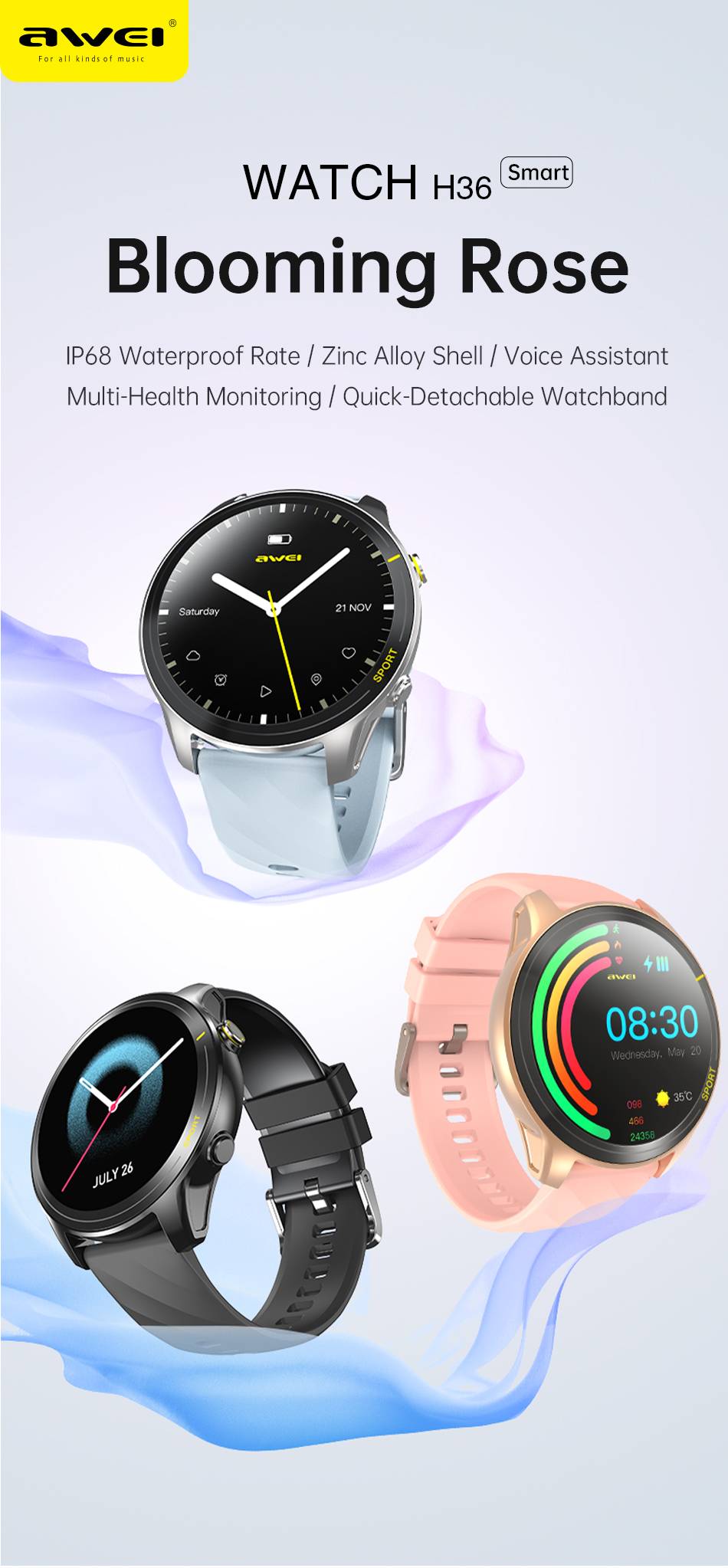 AWEI H36 Smartwatch with Advanced Health and Fitness Tracking