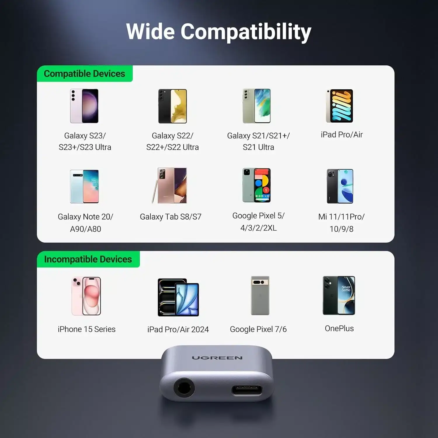 UGREEN CM231 2-in-1 USB-C to 3.5mm Audio & PD Charging Adapter 60164