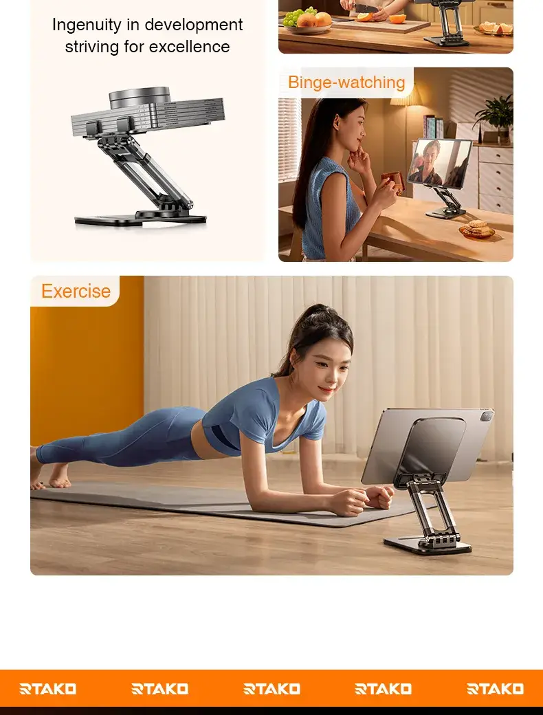 RTAKO ZJ-P01 360° Rotating Adjustable Phone and Tablet Stand with Single-Handed Operation