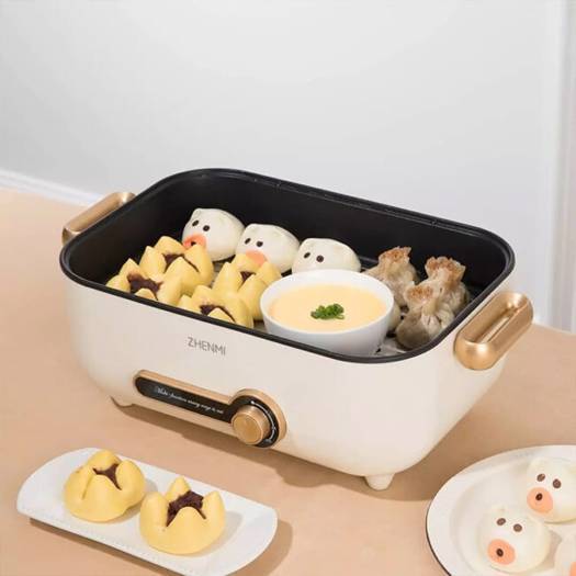 Zhenmi ED4001 4L Multi-Function Electric Cooking Pot with Non-Stick Pan 1500W