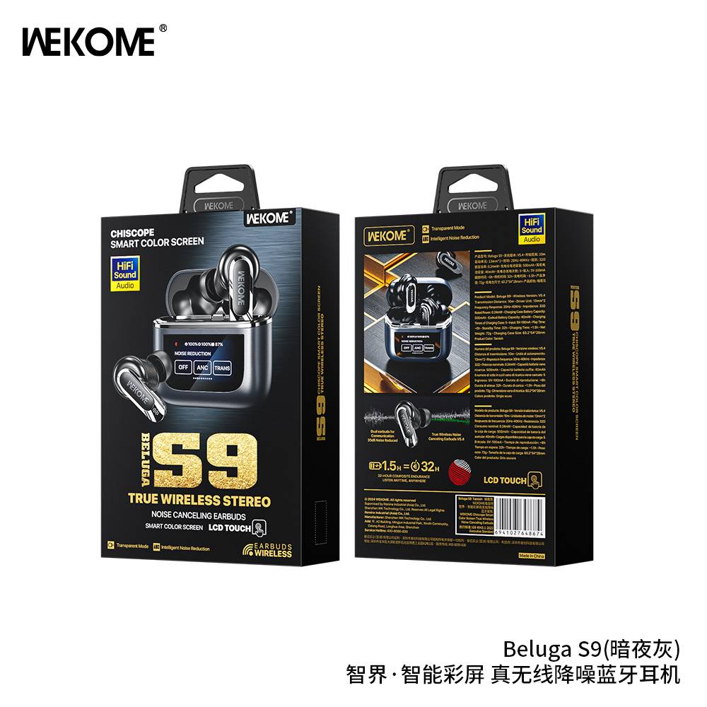 WEKOME Beluga S9 TWS Earbuds with Active Noise Cancellation & Smart LCD Display