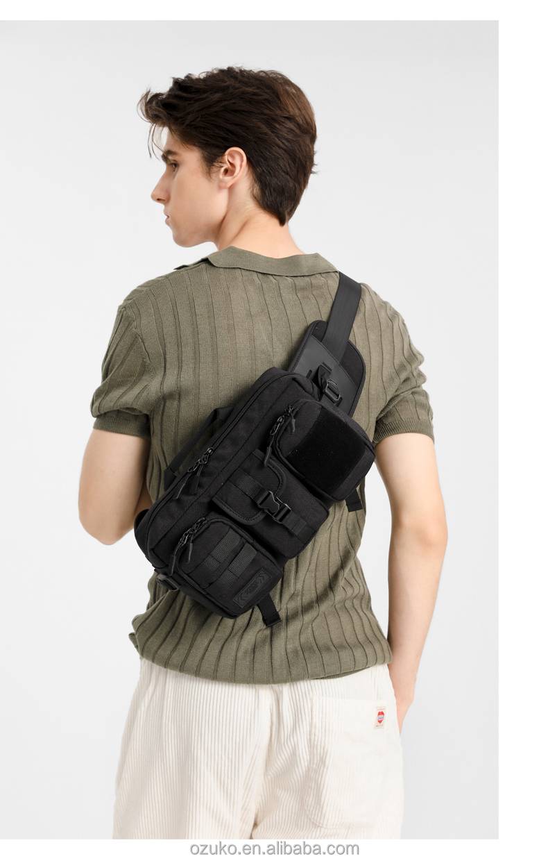 OZUKO 9449 Hard Shell Waterproof Chest Bag Men’s Crossbody Sling Bag with USB Charging Port