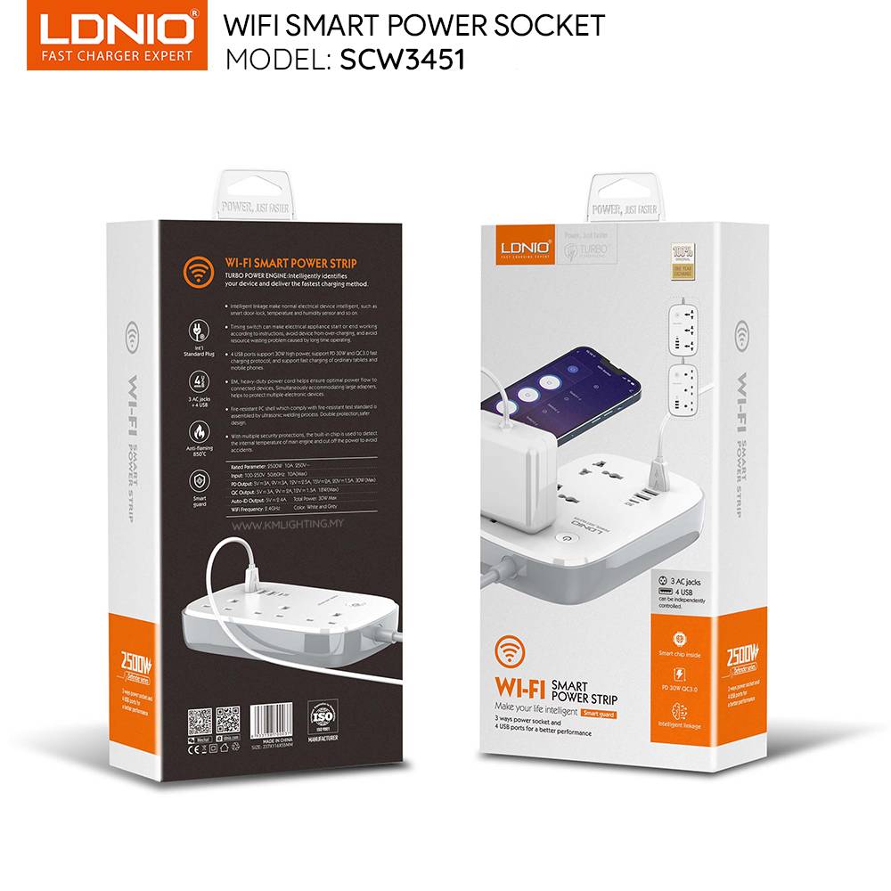LDNIO SCW3451 Wi-Fi Smart Power Strip with USB Charging Port