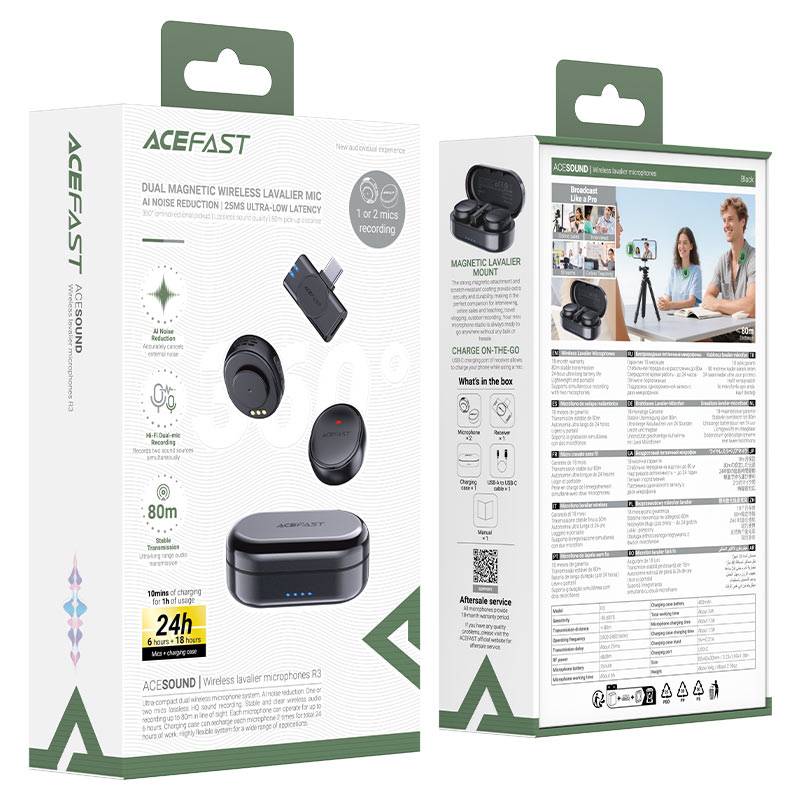 ACEFAST R3 Wireless Magnetic Lavalier AI Microphones