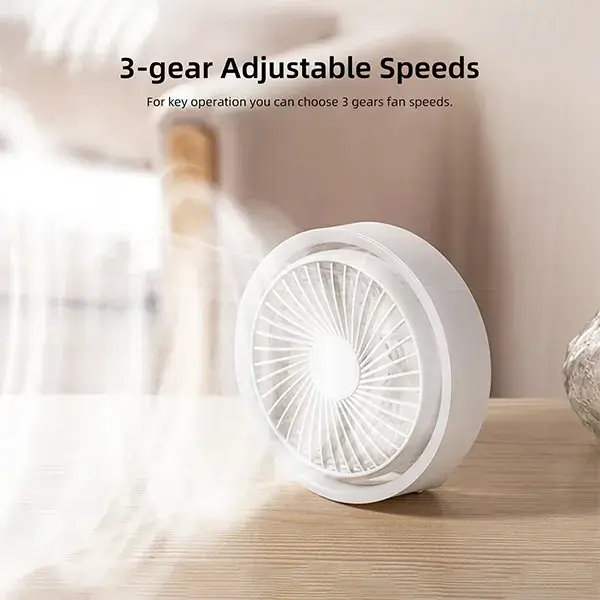 Vyvylabs VKD04-WH Mini Portable Desktop Fan with LED Light