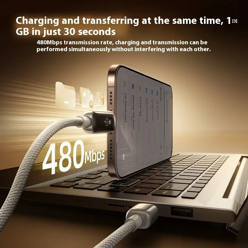 Baseus Vipow 100W USB-C to USB-C Fast Charging Cable with Built-in Dynamic Display
