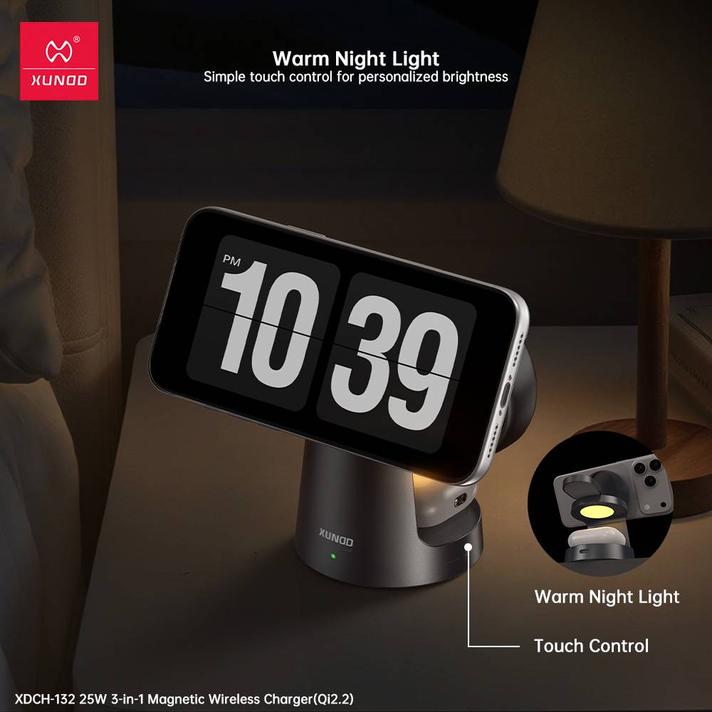 XUNDD XDCH-132 Qi2.2 25W 3 in 1 Magnetic Wireless Charger