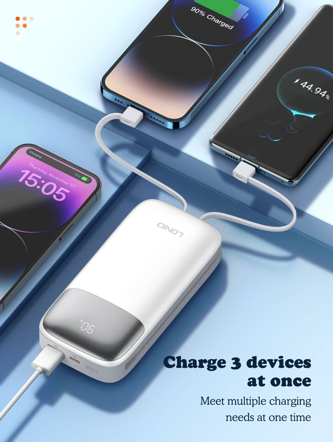 LDNIO PQ20 20000mAh 22.5W Fast Charging Ultra-High Capacity Power Bank