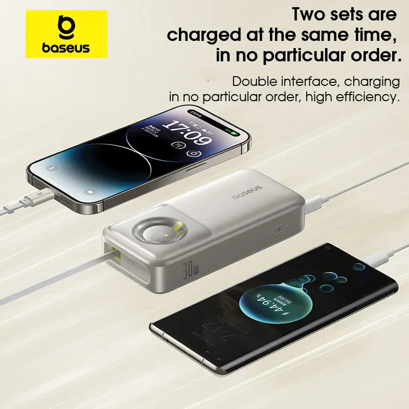 Baseus NOMOS 30W 20,000mAh Power Bank with Digital Display & Built-in Retractable Cable