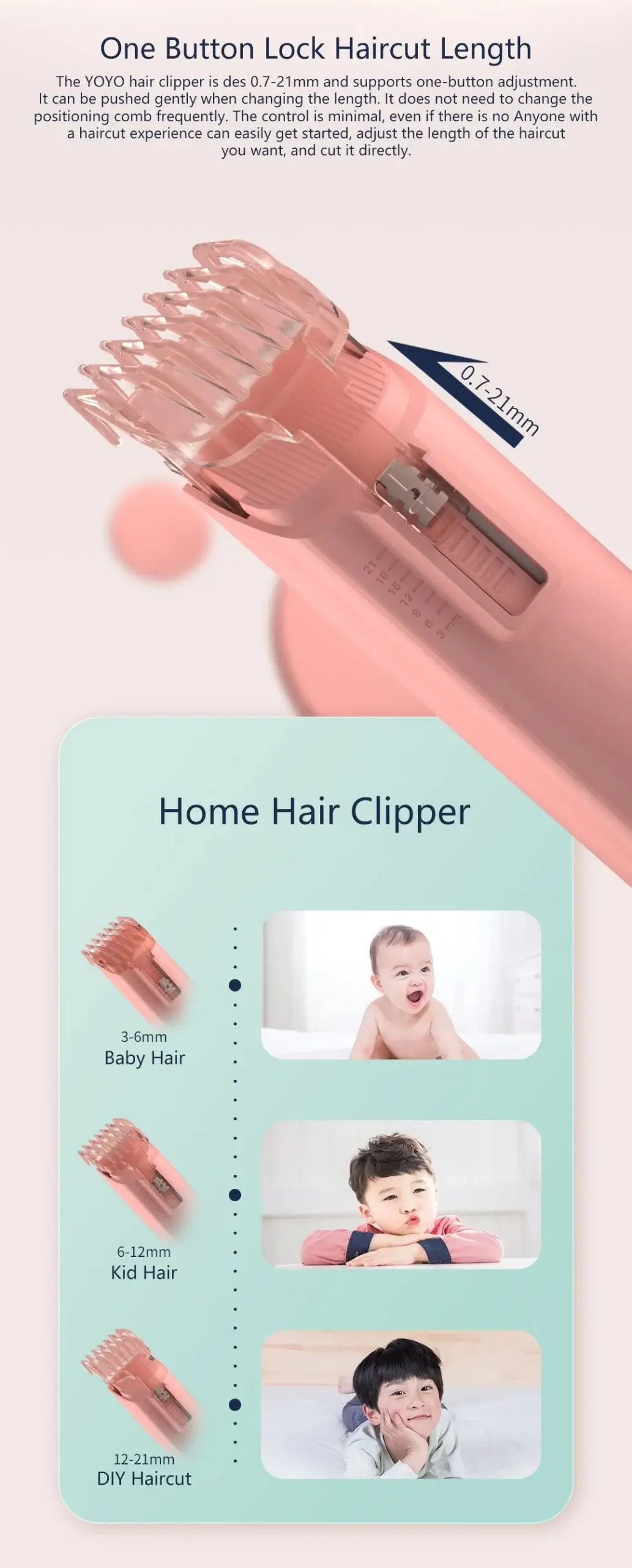 Enchen YOYO Baby Hair Clipper Anti-Clip & Ultra-Quiet Rechargeable Trimmer