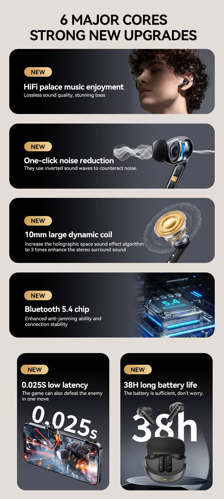 Valdus VTS-200 TWS Bluetooth Earbuds with Fashionable Transparent Charging Case