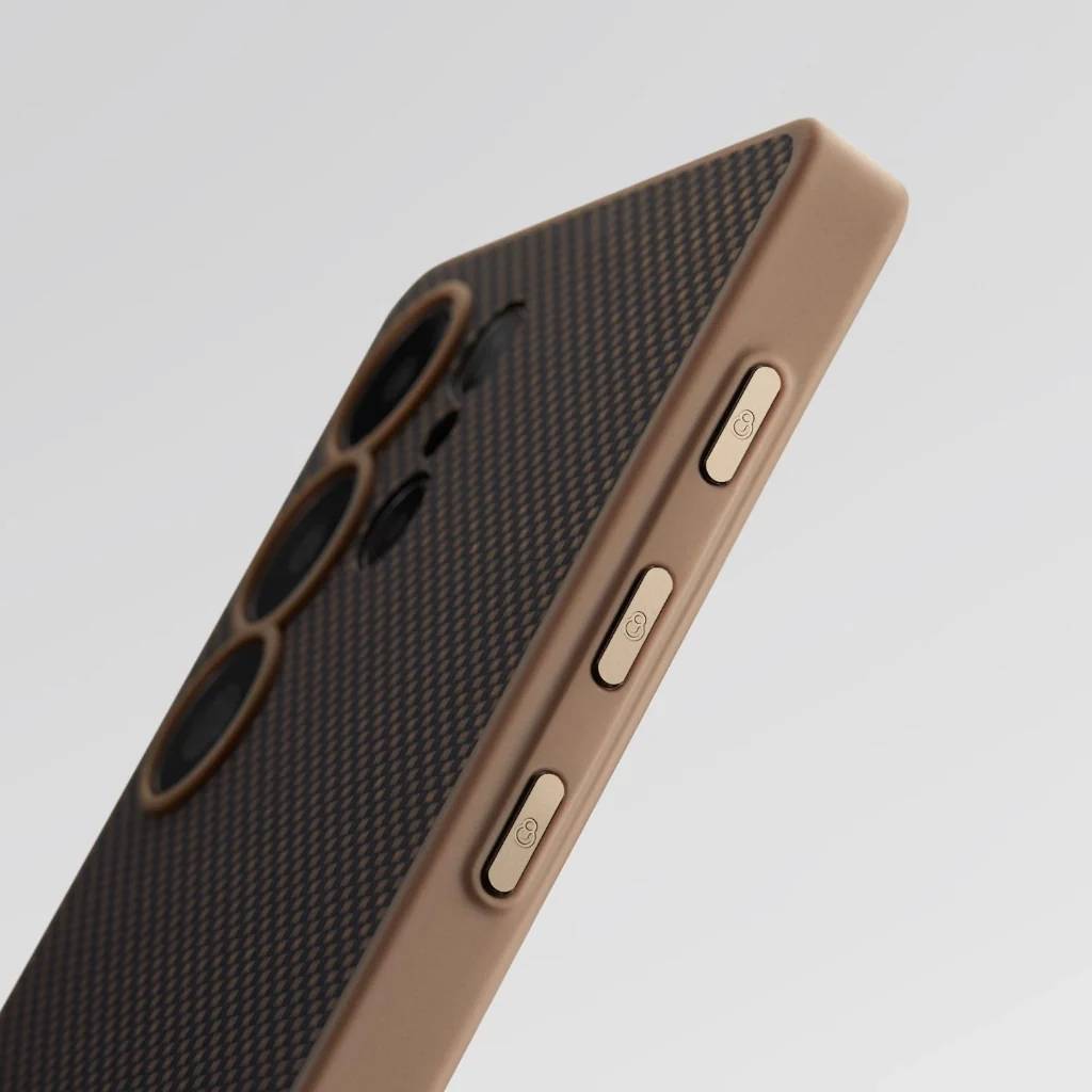 PITAKA PinButton Case for Samsung Galaxy S25 Ultra – Aramid Fiber Black/Gold Edition