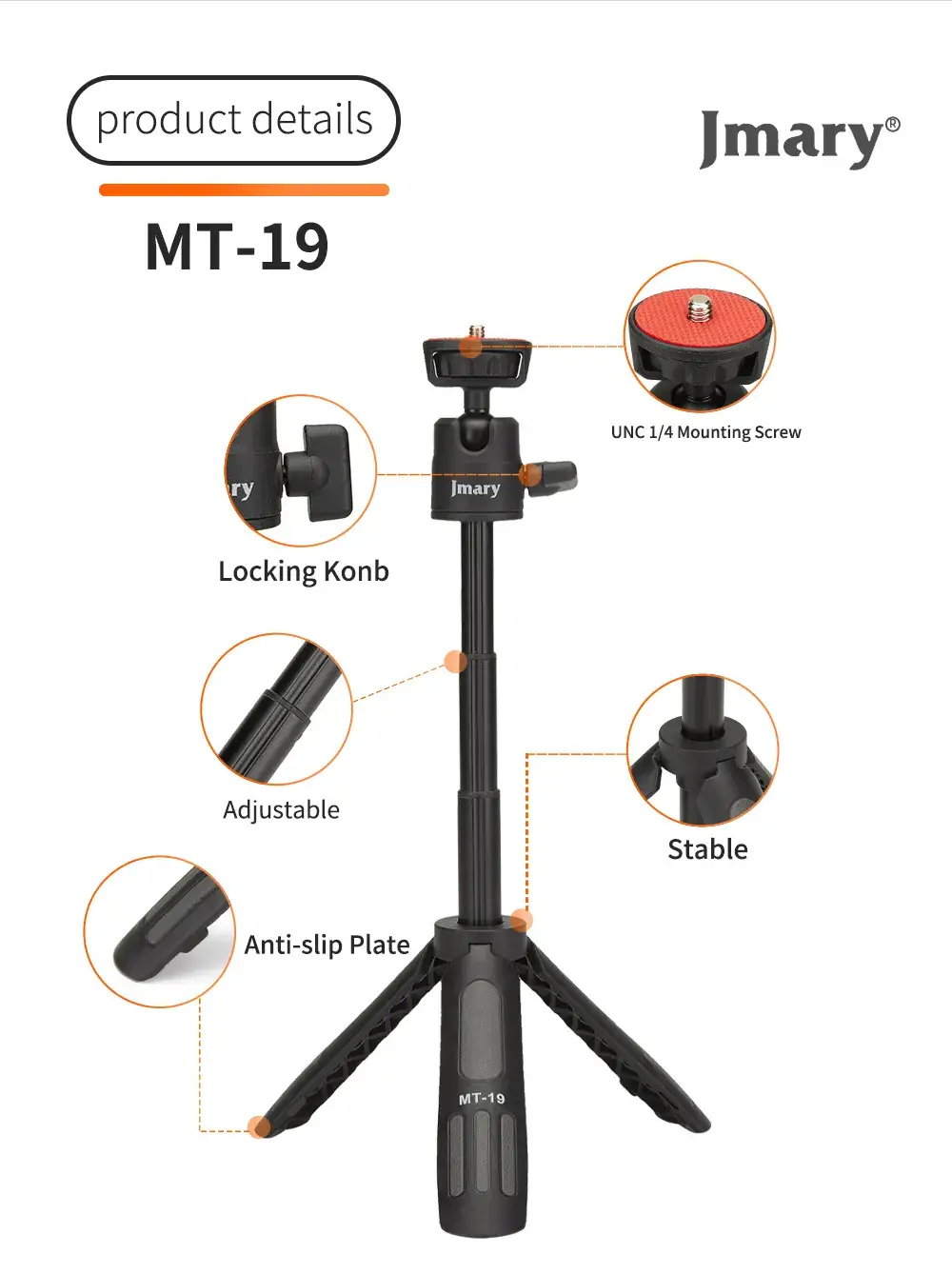 Jmary MT19 Mini Portable Mobile Stand Tripod