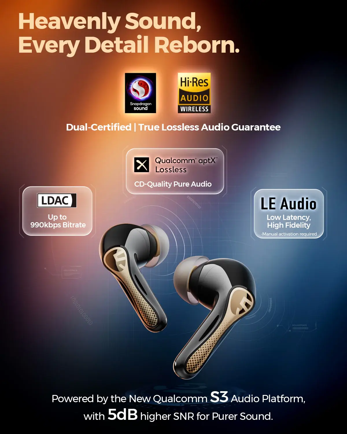 SoundPEATS Air5 Pro+ True Wireless Earbuds with XMEMS Microphone & AptX-H Amplifier