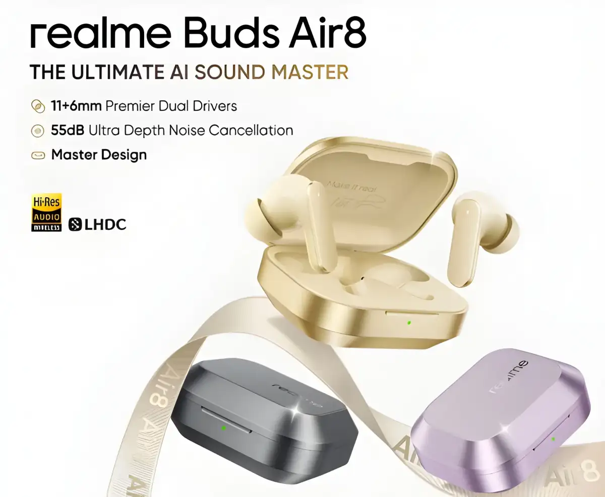 Realme Buds Air 8 Earbuds with 55dB ANC
