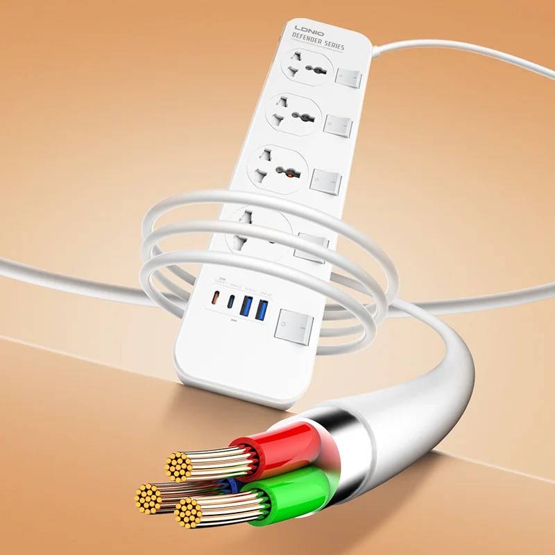 LDNIO SC4408C 4-Outlet AC + 4-USB Extension Power Socket Strip