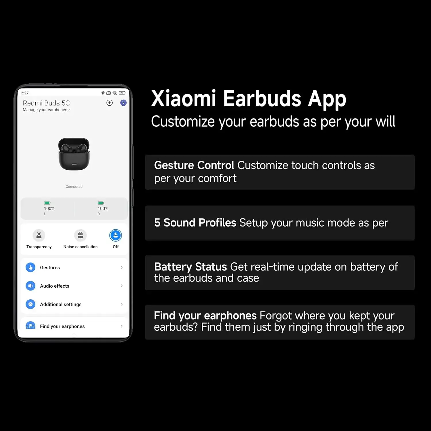 Redmi Buds 5C 40dB Hybrid ANC True Wireless Earbuds