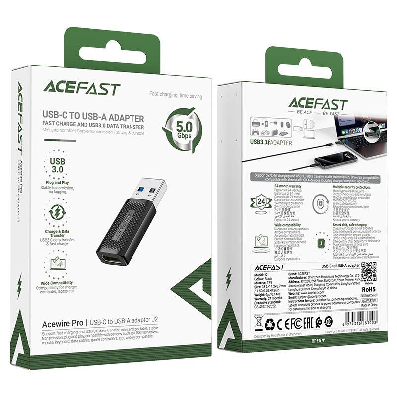 ACEFAST J2 USB-C to USB-A Adapter High-Speed Charging & Data Transfer Converter