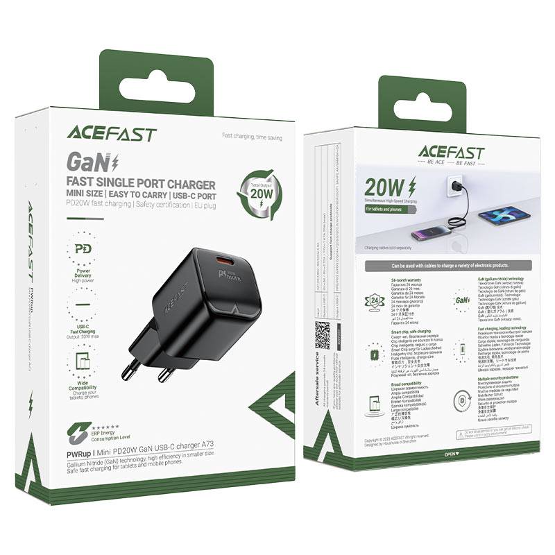 ACEFAST A73 Mini 20W PD GaN Fast Charging Wall Adapter