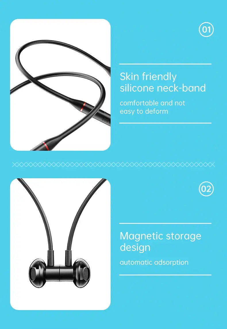 Rock Space Y6 Neckband Wireless Sports Earphones Bluetooth 5.3 Headphones