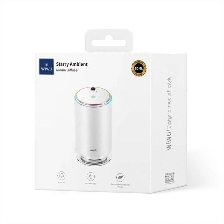 WiWU Starry Ambient Aroma Diffuser – Adjustable Car Air Freshener with LED Light