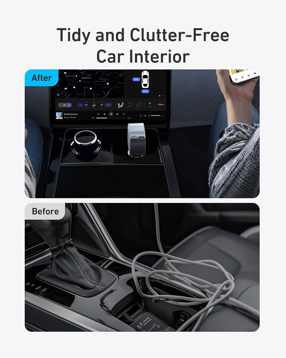 Anker Nano A2738 75W USB-C Car Charger Built-in Retractable USB-C Cable