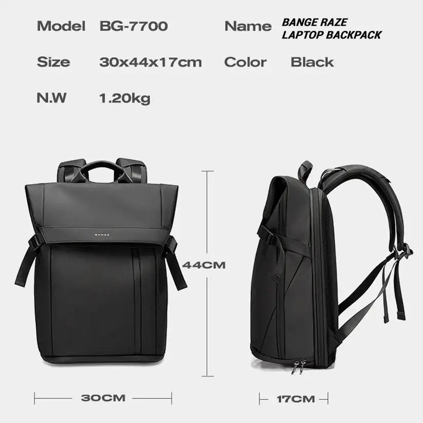 BANGE BG-7700 Elevate Your Hustle Premium Business Backpack for 15.6" Laptops (Black)