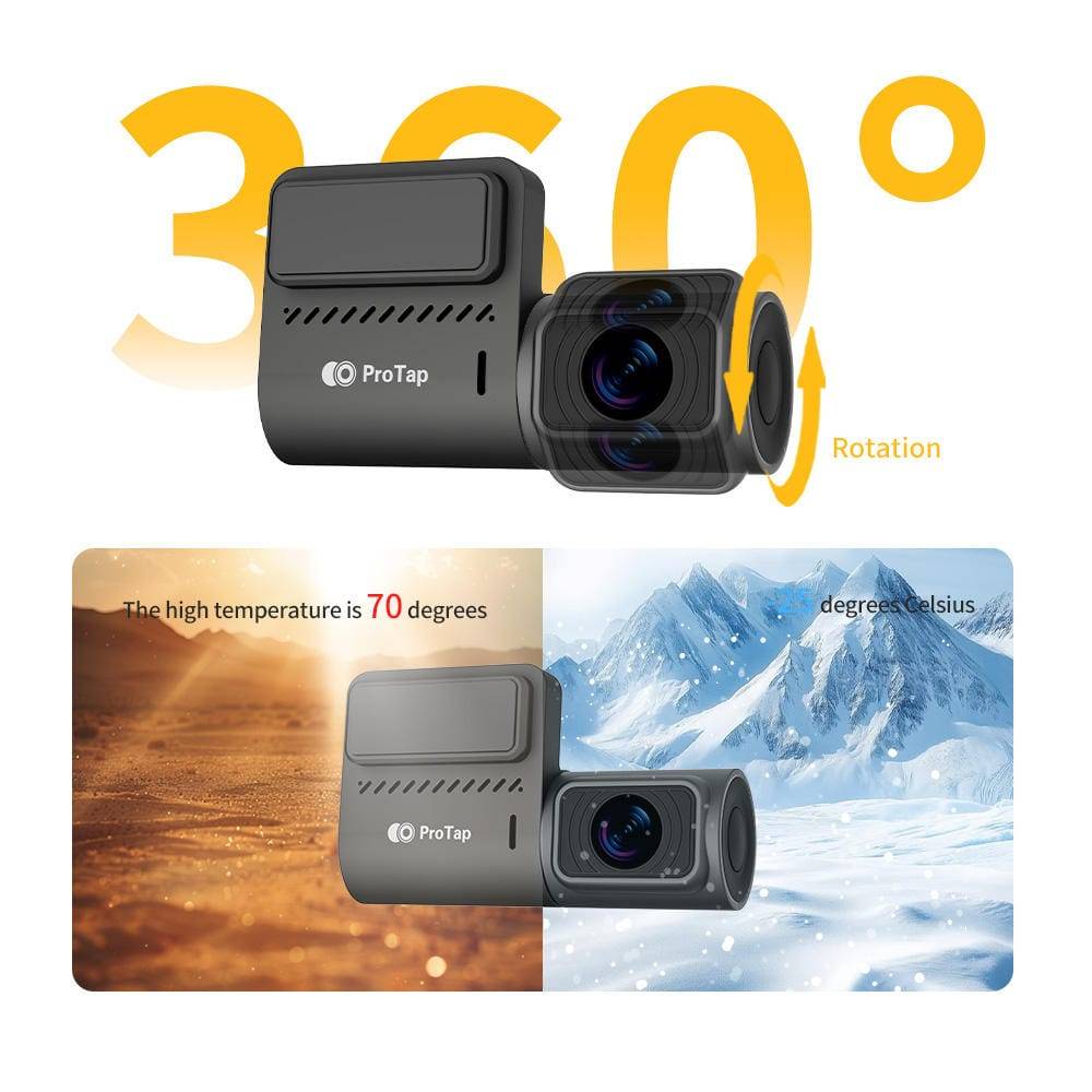 Protap M1 4K Dual Dash Cam with 1080P Rear View WiFi and Front & Rear Car Security Recording System