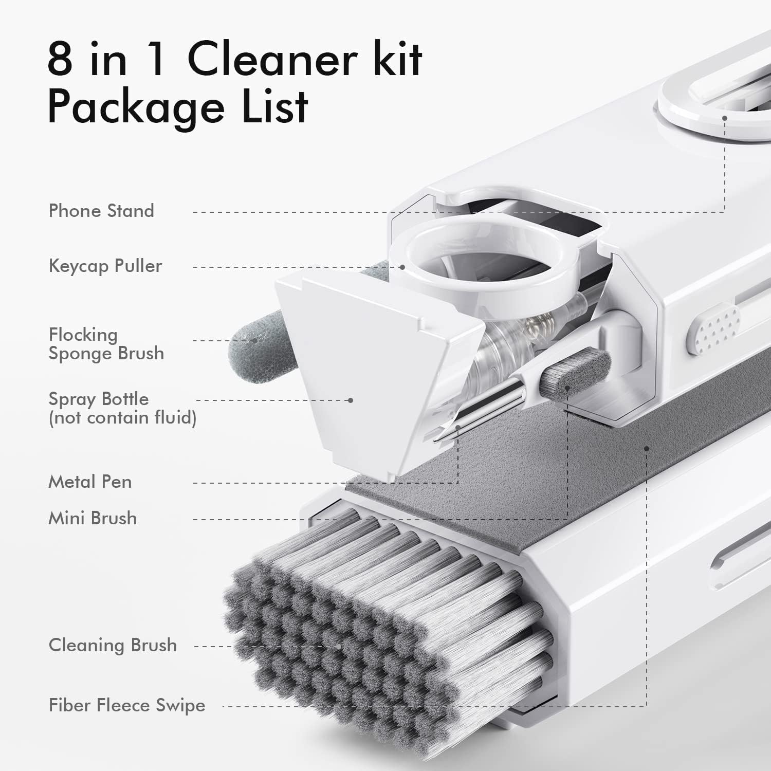 COTECi 75002 8-in-1 Electronic Cleaning Kit with Key Puller Pen Brush & Spray Bundle