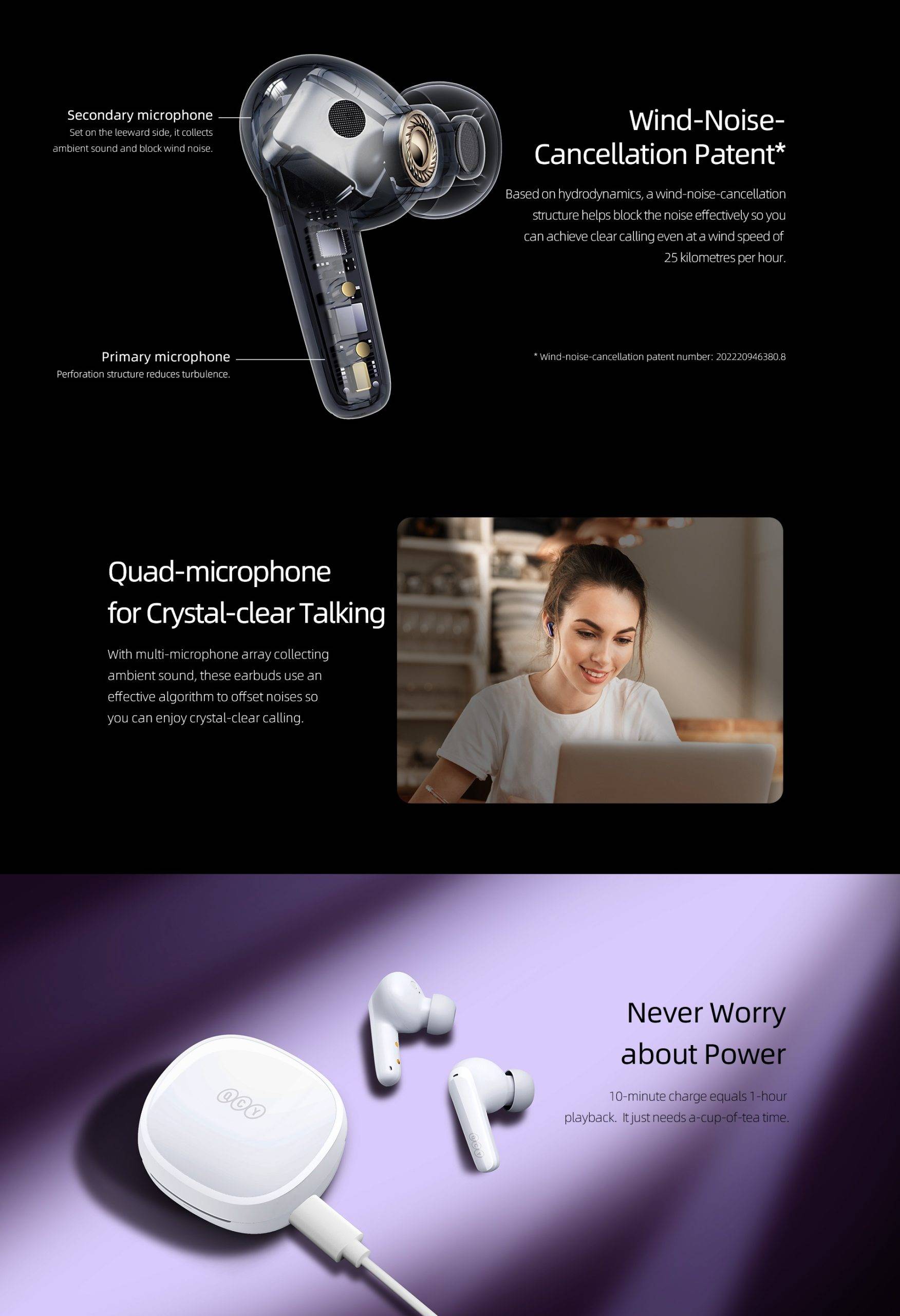 QCY T13X TWS Bluetooth 5.3 Earbuds Earphone