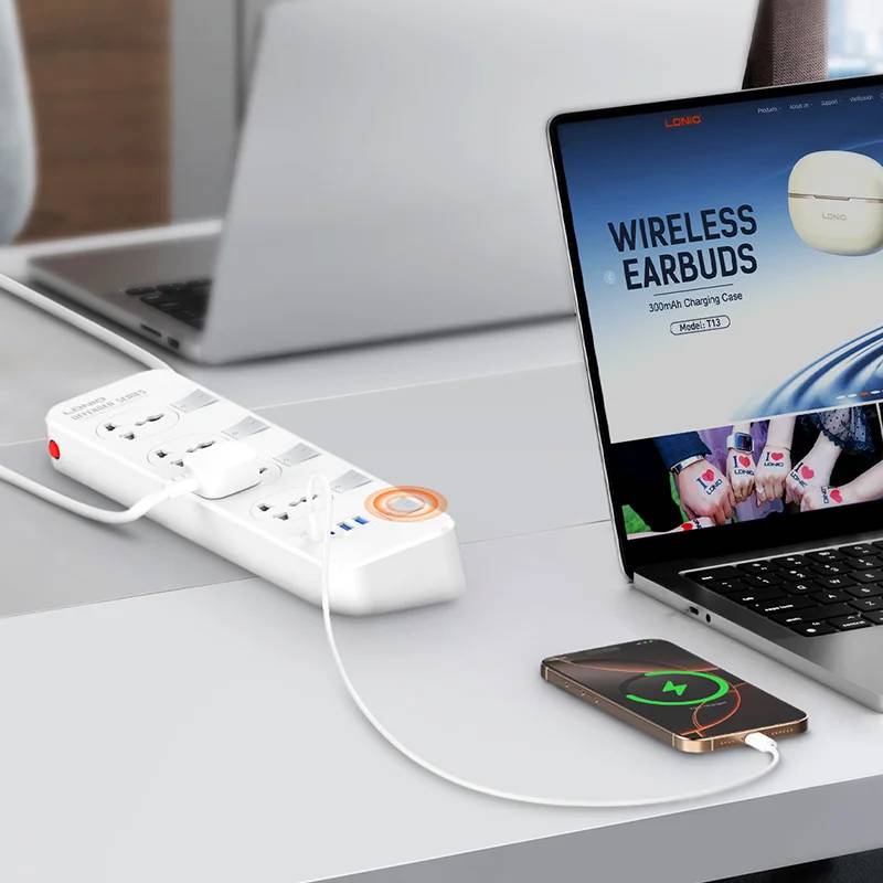 LDNIO SC4408C 4-Outlet AC + 4-USB Extension Power Socket Strip